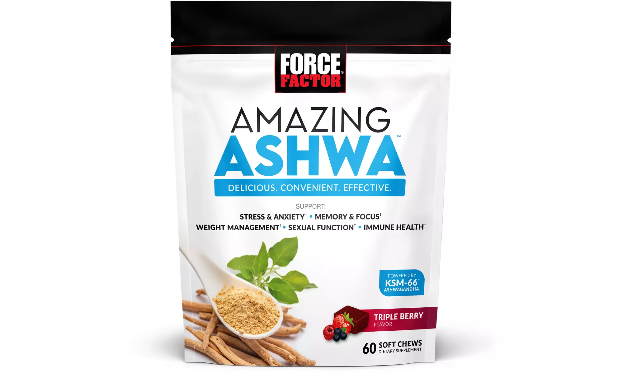 Force Factor Amazing Ashwa Soft Chews w/ KSM-66 Ashwagandha for Stress Support - Primary Image