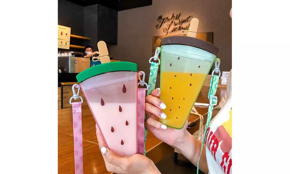 10 Oz Ice Cream Fruit Shape Water Bottle Transparent Juice Drinking Cup - Primary Image