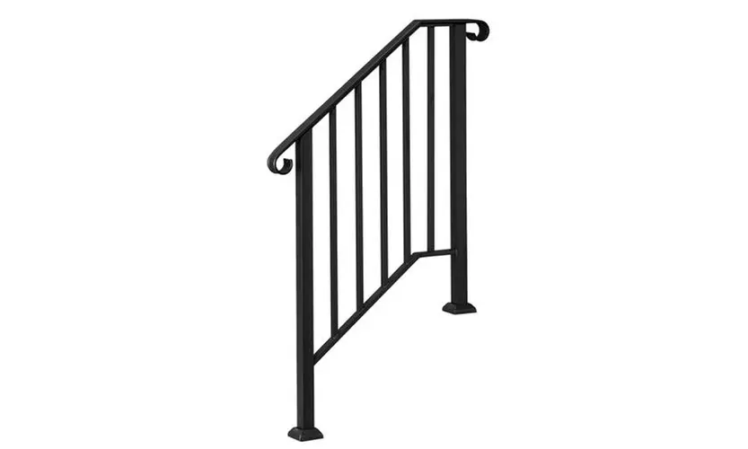 Artisasset Matte Black Outdoor 2-Step Iron Handrail - Second Medium