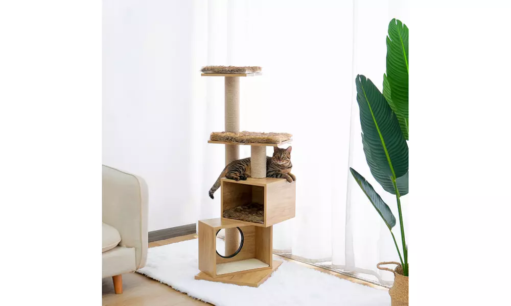 Cat Tree Cat Tower Sisal Scratching Post Double Condos Kitten Activity Centre