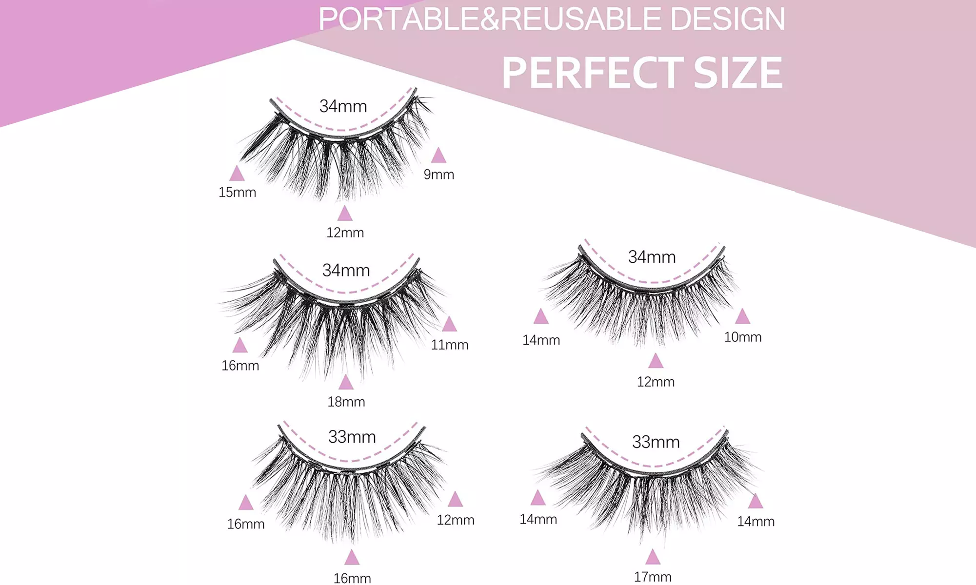 5 Pairs Reusable Magnetic Eyelashes with 2 Tubes of Magnetic Eyeliner Gift Kit