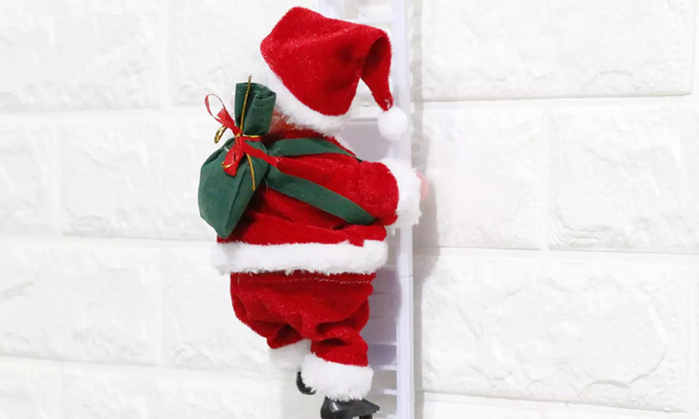 Animated Musical Jingle Bells Santa Claus Climbing Ladder Toy Christmas Gift 