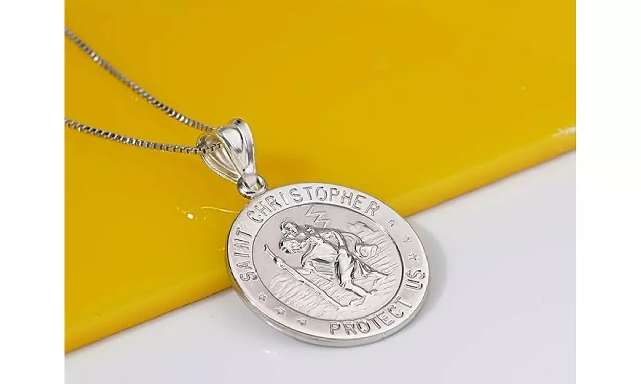 925 Sterling Silver 20MM Saint Christopher Religious Pendant Necklace 16"-24"