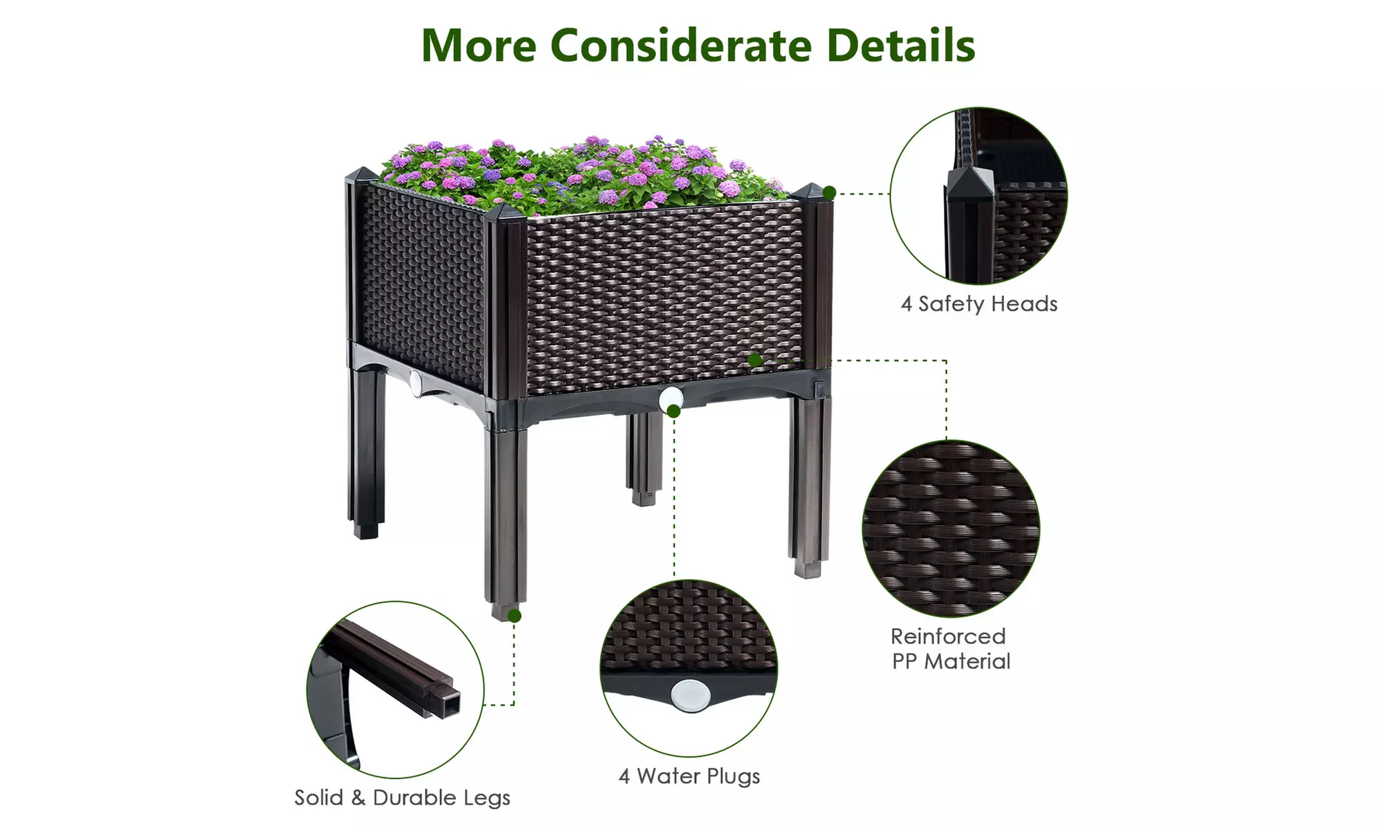 Costway Set of 4 Raised Garden Bed Elevated Flower Vegetable Herb Grow Planter