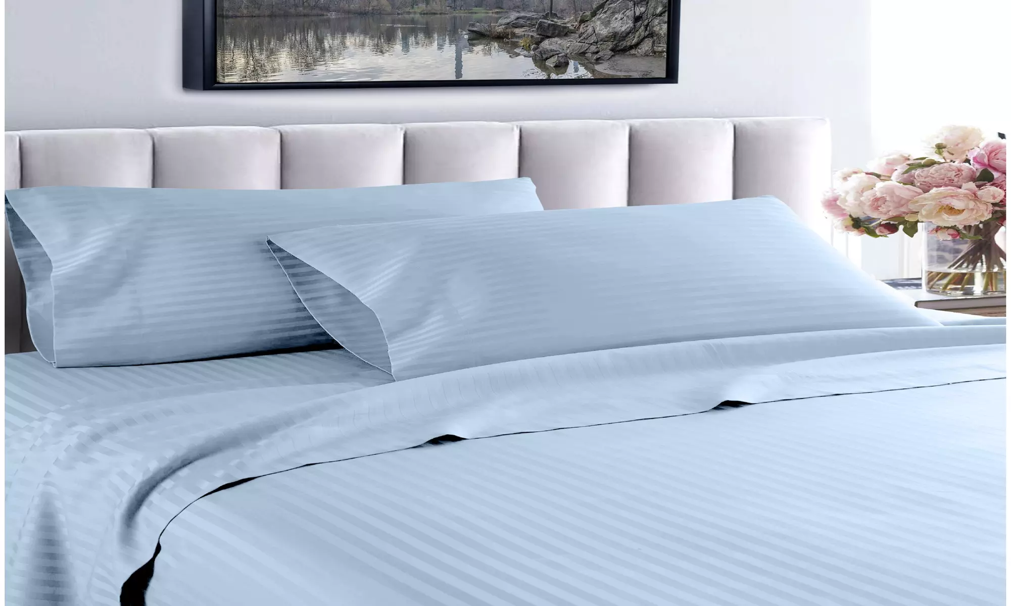 Home Sweet Home Dreams Inc 1200-Thread Count Stripe Cotton Sheet Set