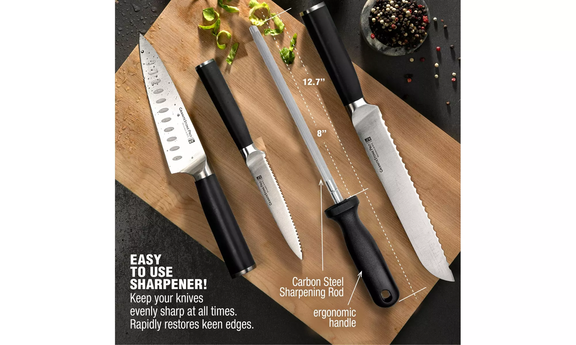 GraniteStone Nutriblade Pro 14-Piece Stainless Steel Premium Knife Block Set