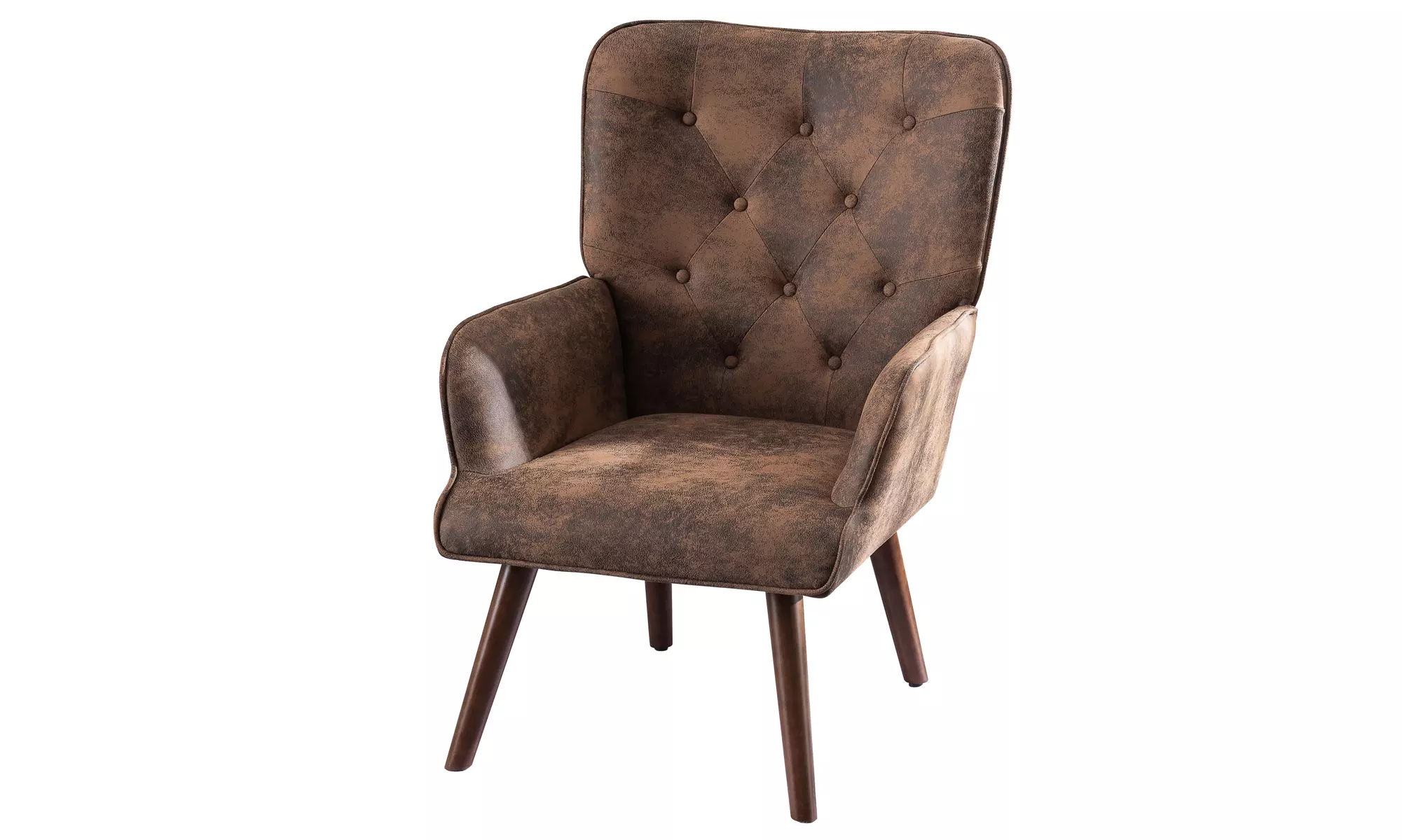 Modern Accent Chair Home Office Mid-Back Support Arm Chair Brown Finish - Primary Image