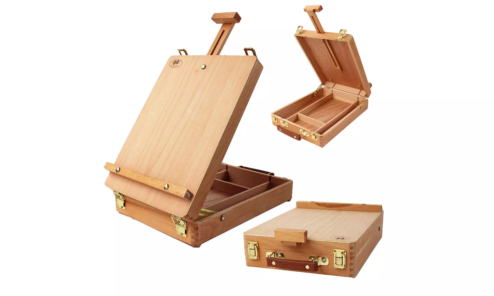 Portable Art Desktop Supplies Box Easel Sketchbox Beech Painting Storage Box - Primary Image