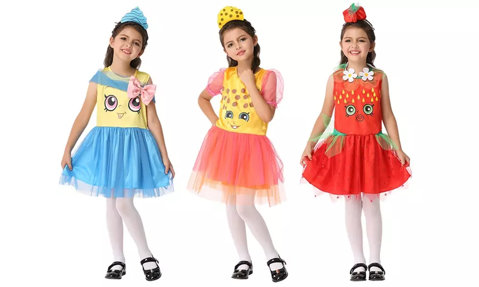 Girls Bakery Characters Cupcake Queen, Strawberry Kiss, Kooky Cookie Costumes - Primary Image