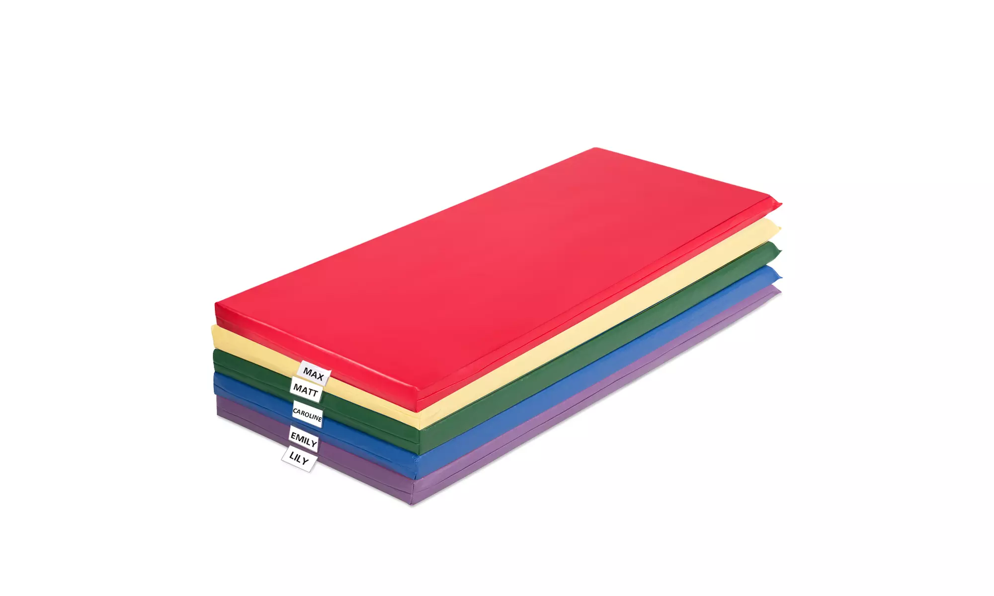 2-Inch Toddler Thick Rainbow Rest Nap Mats W/Transparent Name Tag Daycare 5-Pack - Primary Image