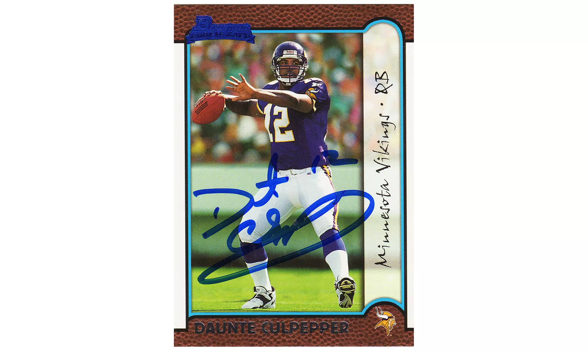 Daunte Culpepper Signed Vikings 1999 Bowman Rookie Football Trading Card #166 - Primary Image