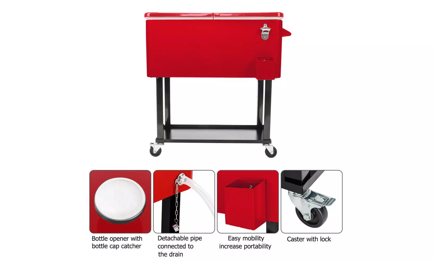 Iron Spray Plastic with Tray Cooler with Shelf Red - Second Medium
