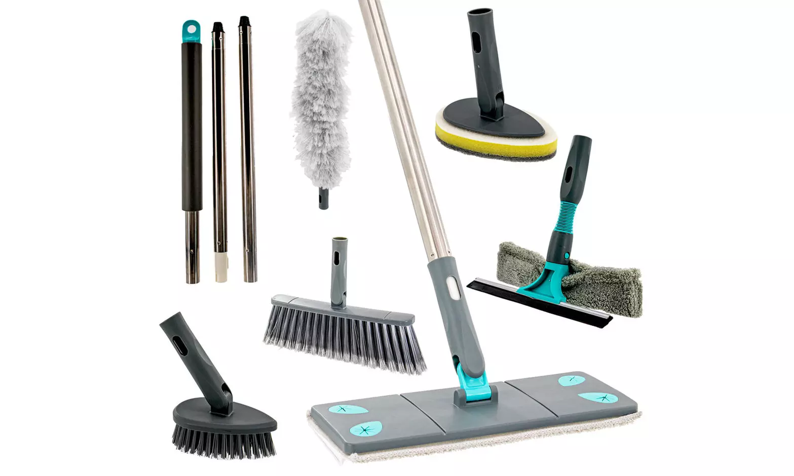 7-1 Microfiber Mop Broom Duster 2-1 Squeegee Dryer Tile Scrubber Brush Sponge - Primary Image