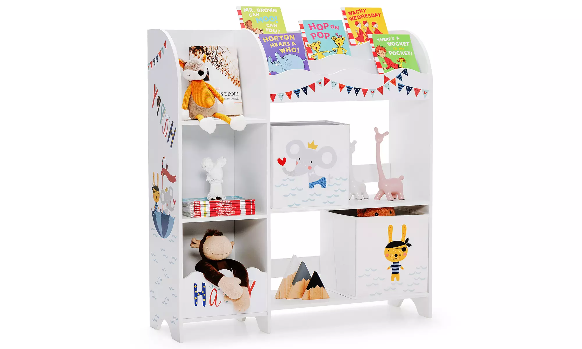 Costway Kids Toy and Book Organizer Children Wooden Storage Cabinet