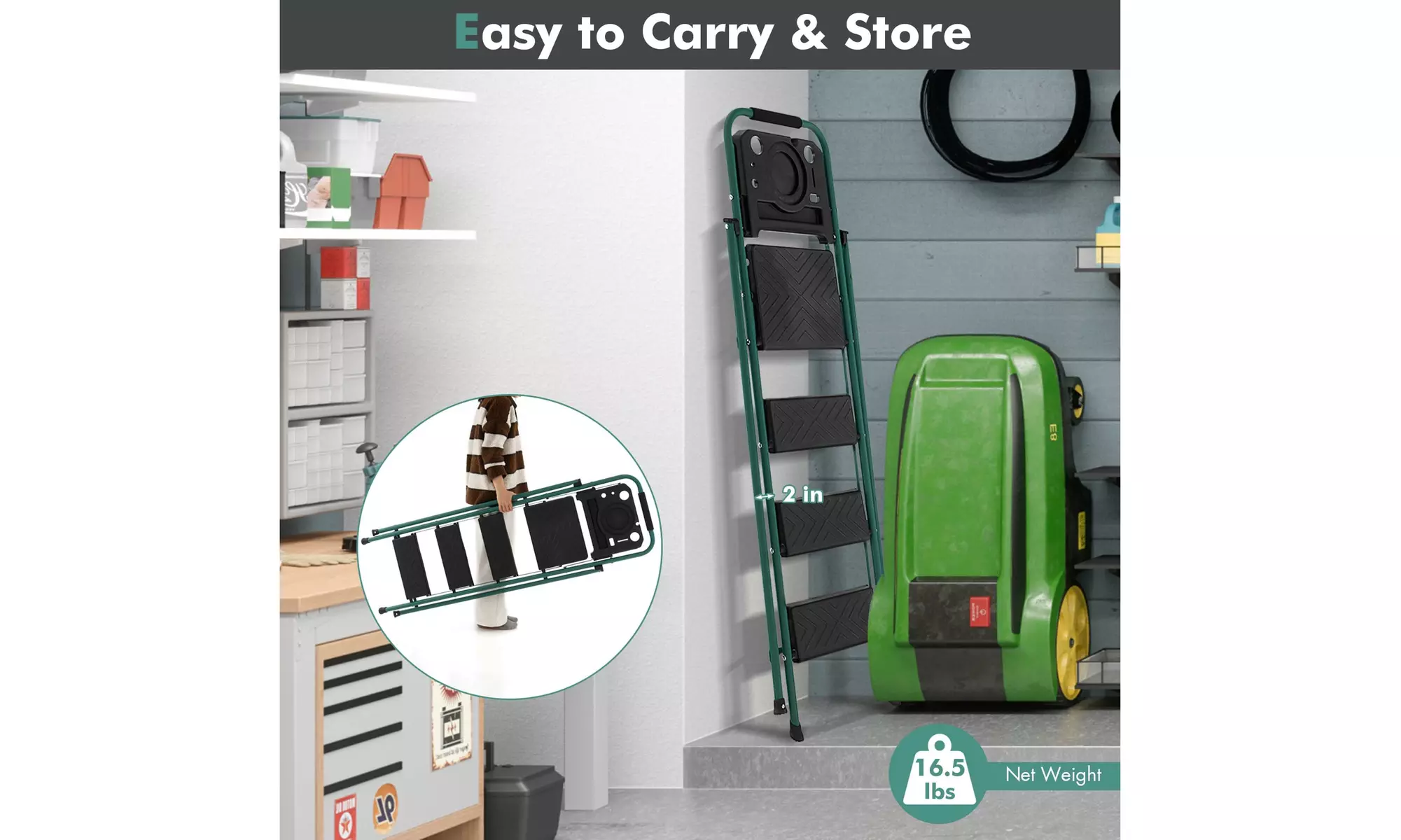 Costway 4 Step Folding Ladder 330lbs Portable Steel Anti-Slip Step Stool Tool - Second Medium