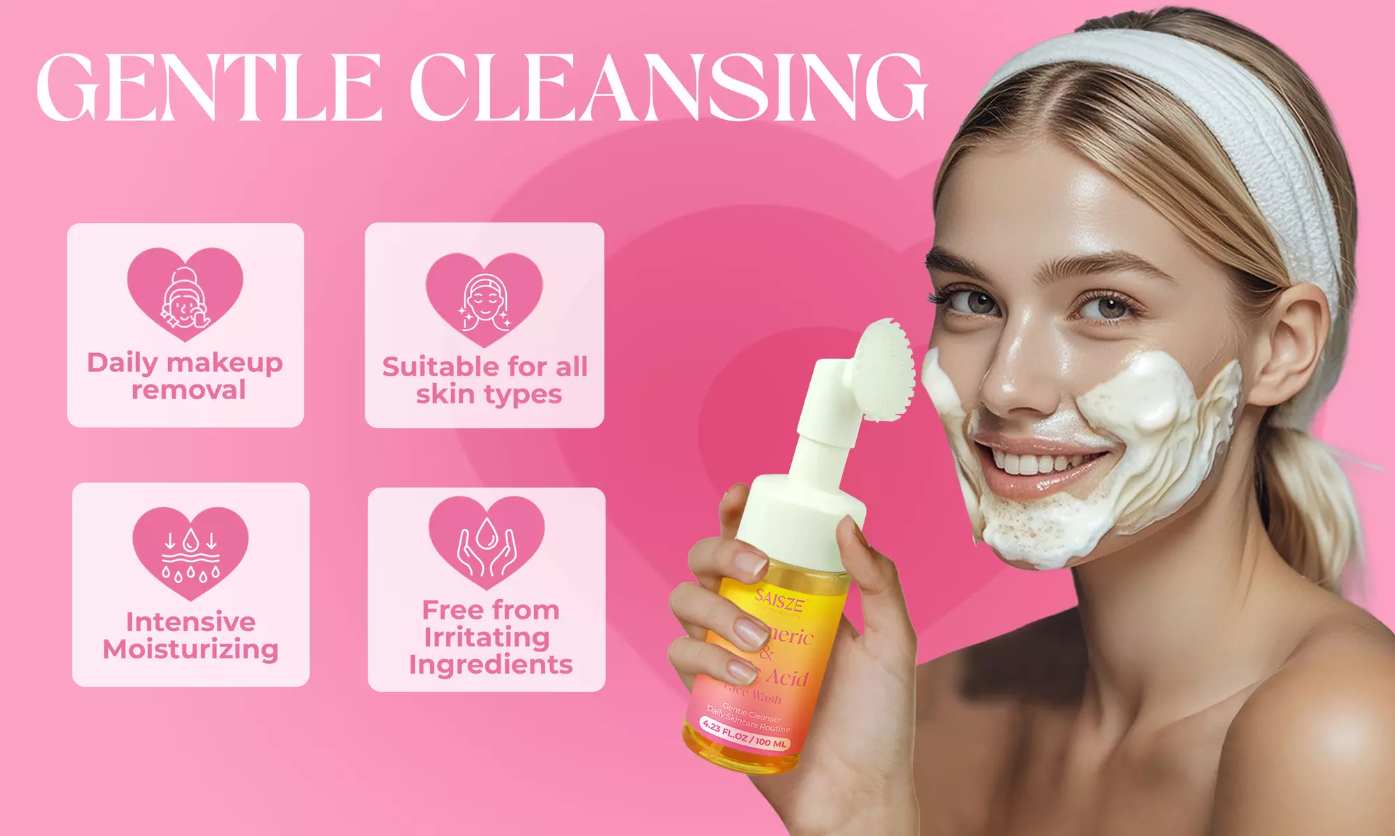 SAISZE Turmeric Foaming Face Wash 3.38 oz