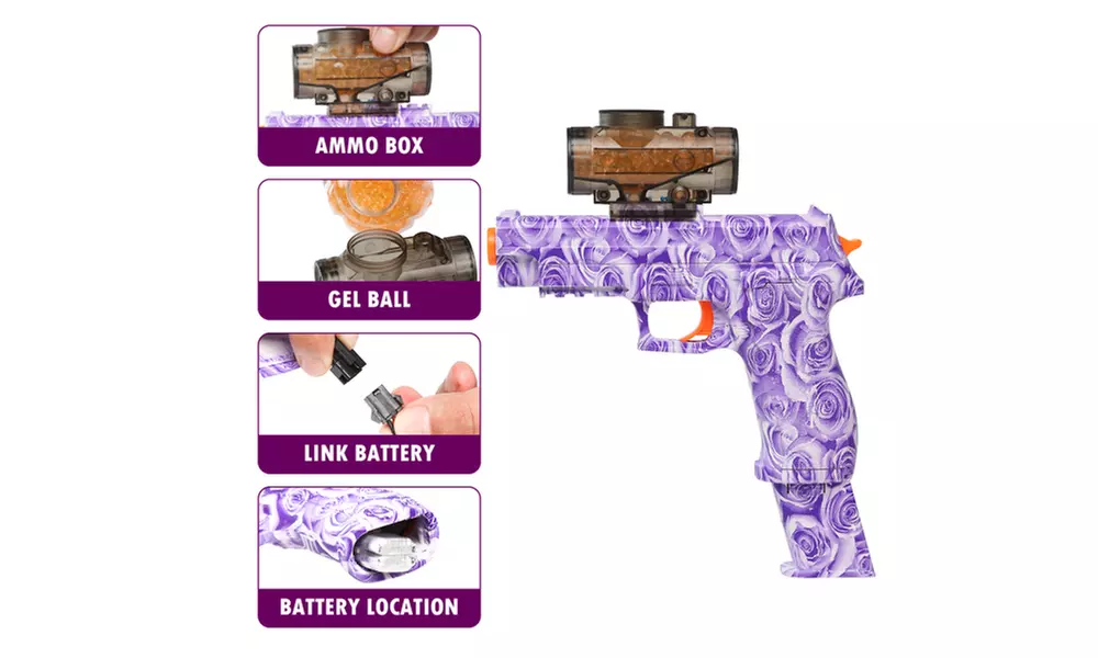 Electric Gel Ball Blaster Toy Guns,Full Auto Splatter Ball Blasters Purple