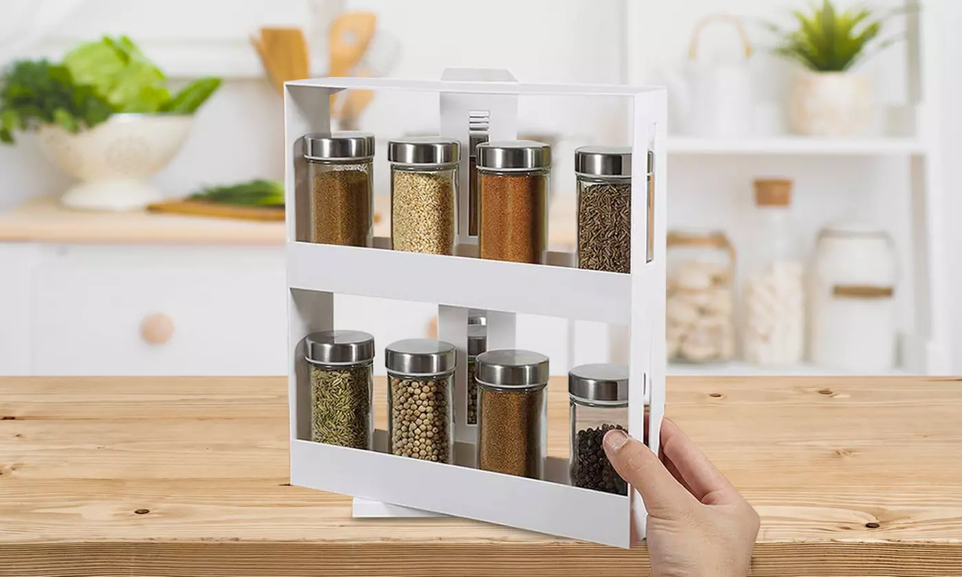 NewHome Swivel Cabinet Organizer Revolving Kitchen Rack Spice Organizer