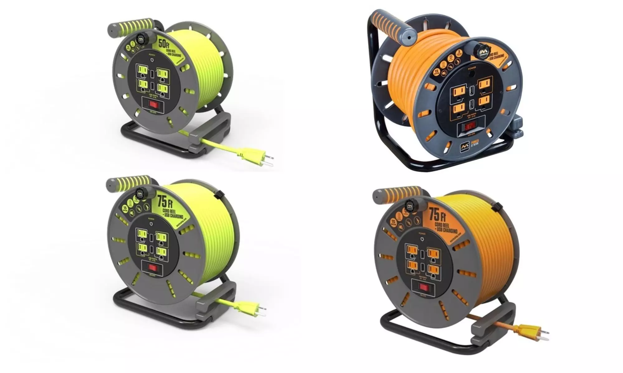 Masterplug Pro-XT Extension Cord Open Reels with AC & 2.1A USB Charging Ports - Primary Image
