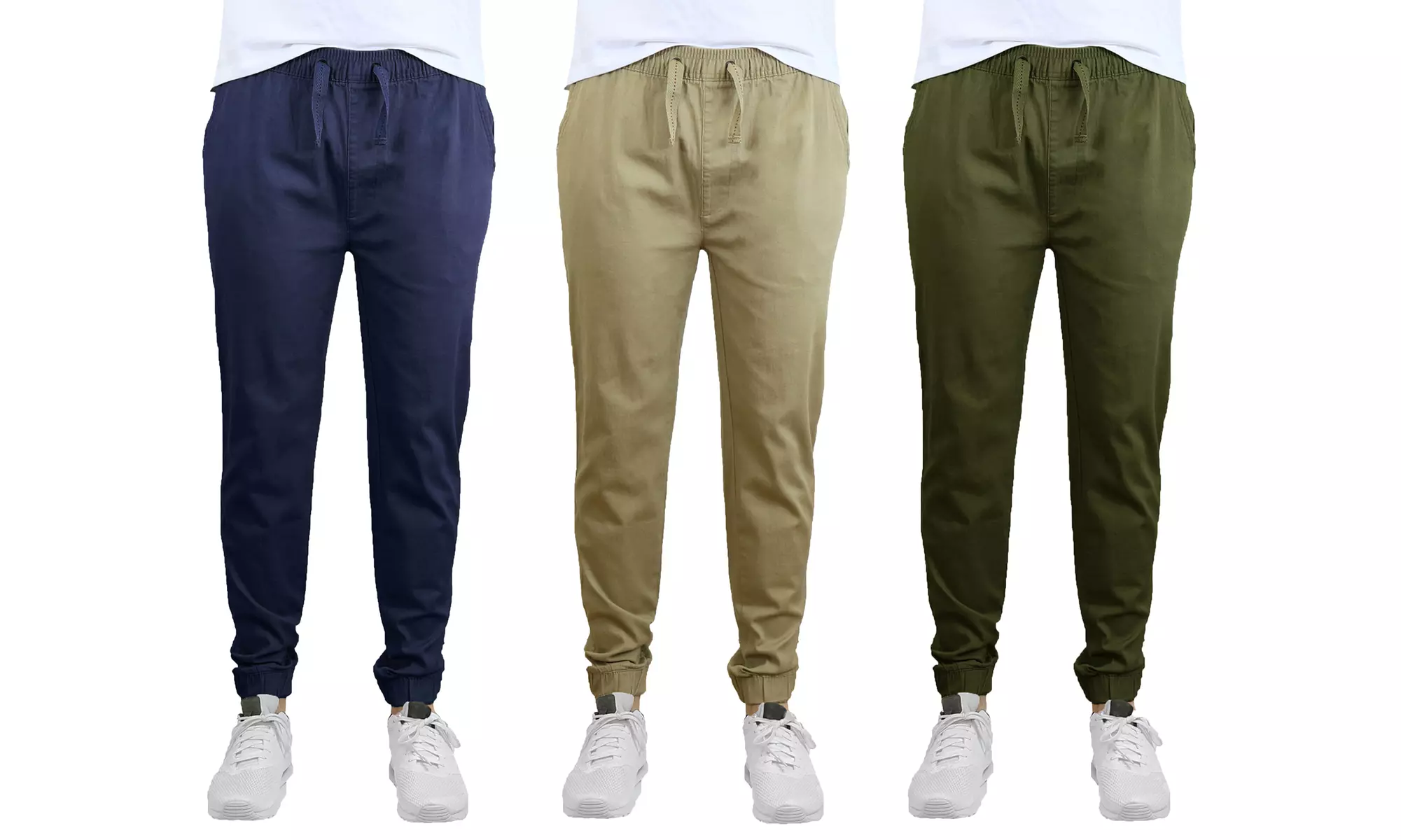 3-Pack Galaxy By Harvic Men's Slim-Fit Stretch Twill Joggers (S-2XL)