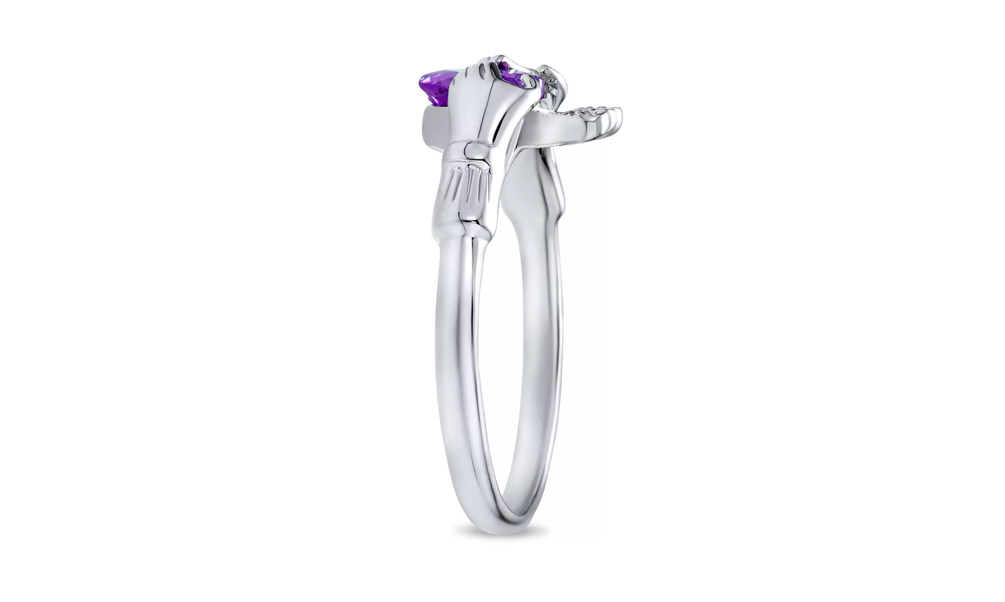 BFF Friendship Promise Cubic Zirconia Heart Ring .925 Sterling Silver - Primary Image