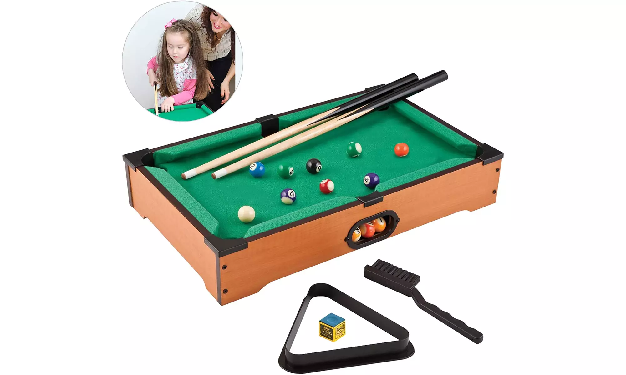 HAKOL Fun Little Games- Mini Pool Table for Adults and Kids Billiard Game - Primary Image