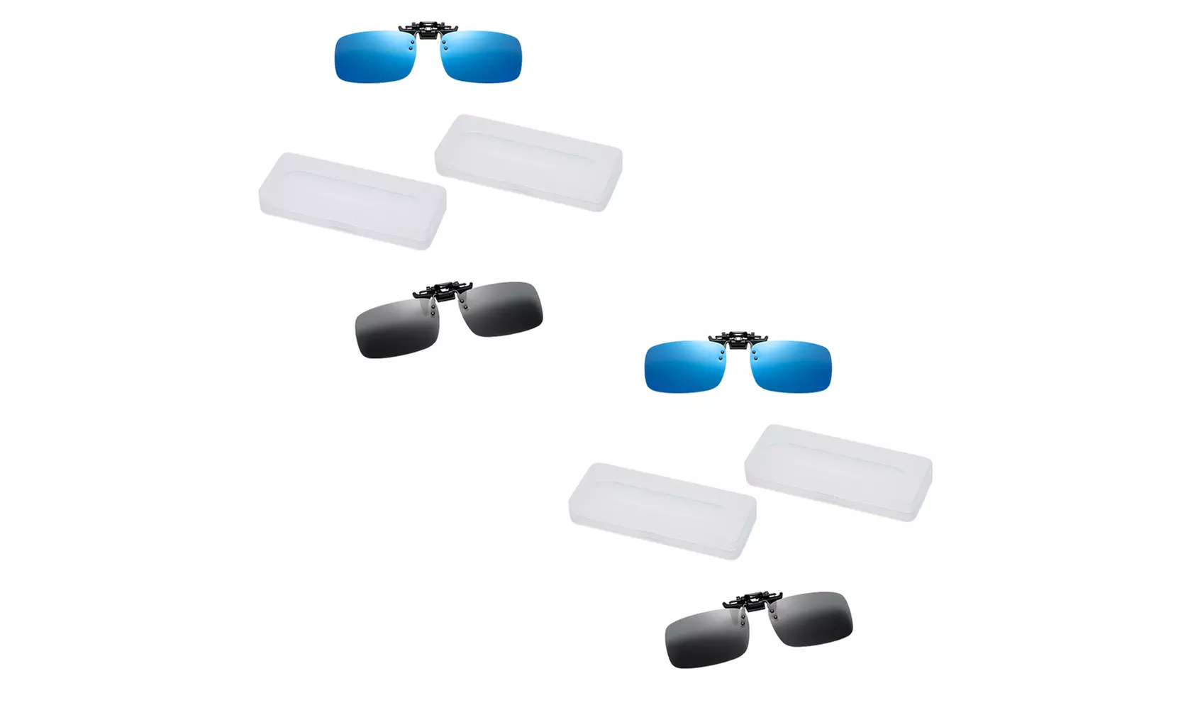 US 2-4 Pc Flip Up Clip On Sunglasses Glasses Polarized Night Vision Driving Box