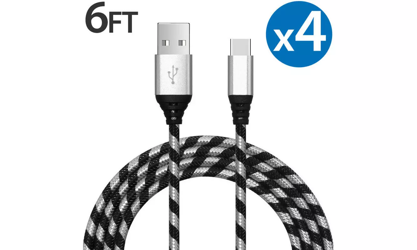 4-PACK Samsung Galaxy S8 S9 Plus Note 9 Fast Charging USB-C Type C Charger Cable - Primary Image