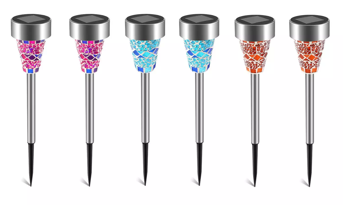 SolarEK LED Garden Mosaic Glass Pathway Solar Lights (6 or 12-Pack)
