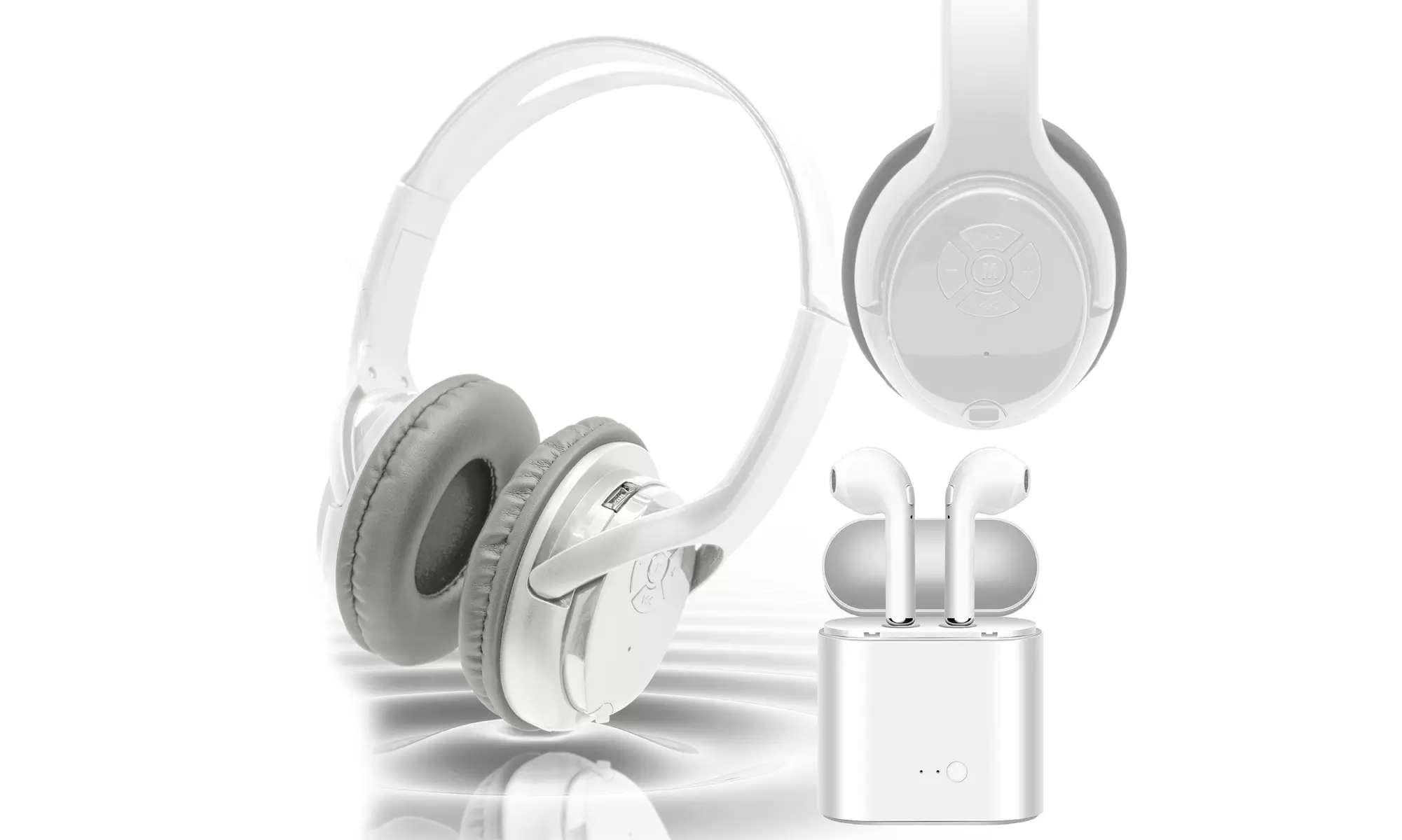 Zummy Wireless Over Ear Bluetooth Headphones and True Wireless Earbud Set