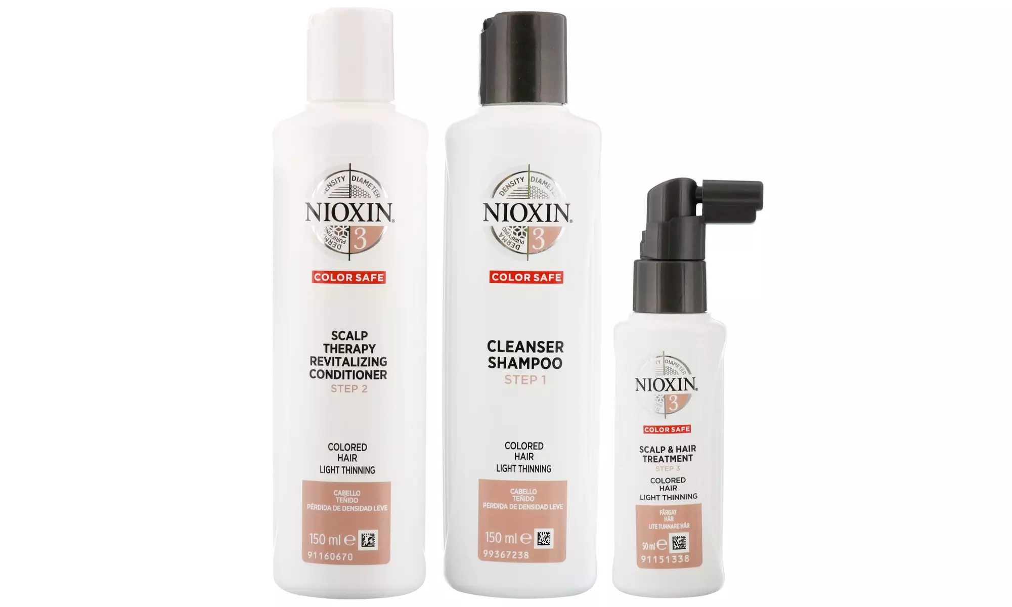 Nioxin System Kit with shampoo, conditioner, and treatment (10.1oz/10.1oz/3.4oz)