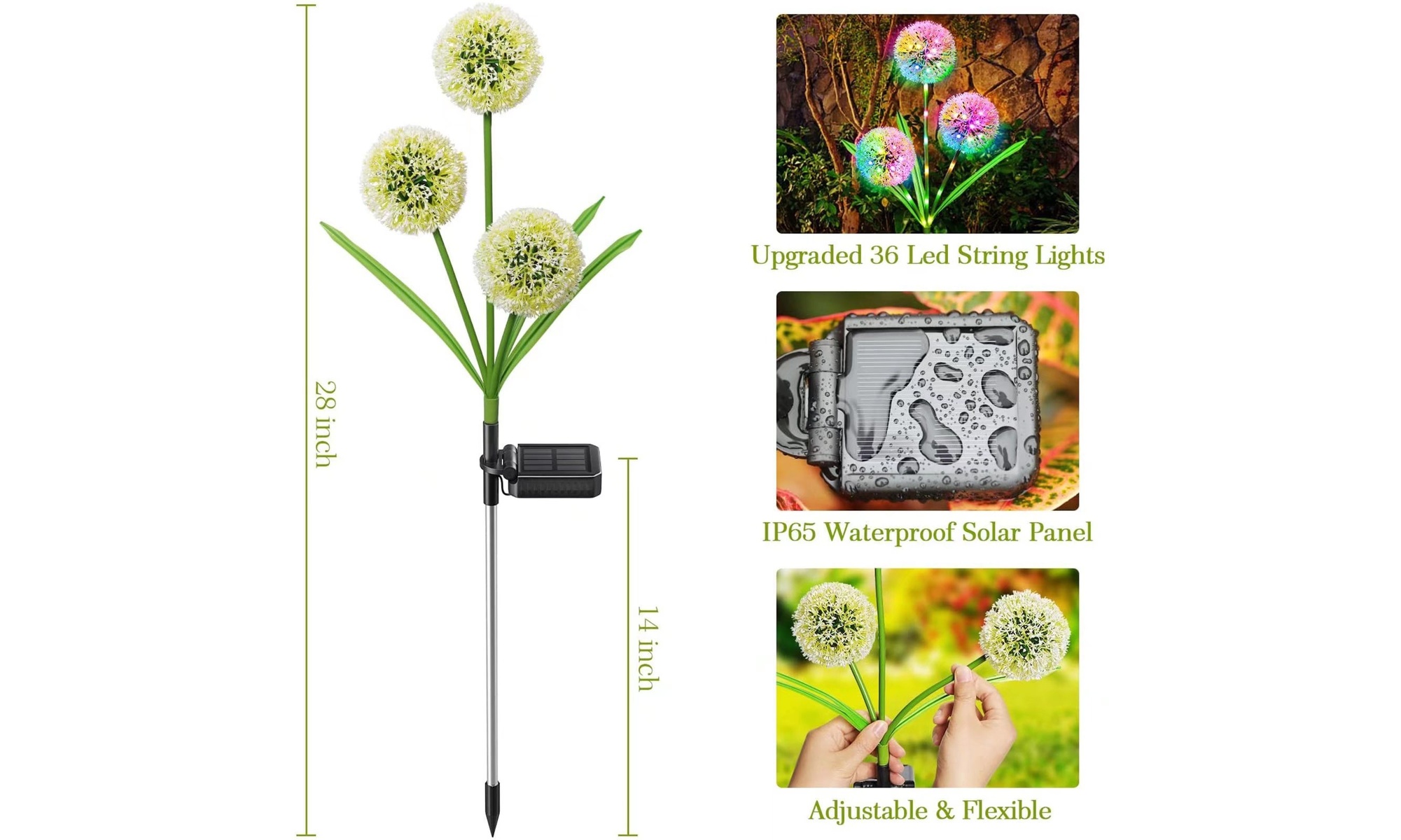 Solar Outdoor Garden Decor Colorful Solar Dandelion Stake Lights