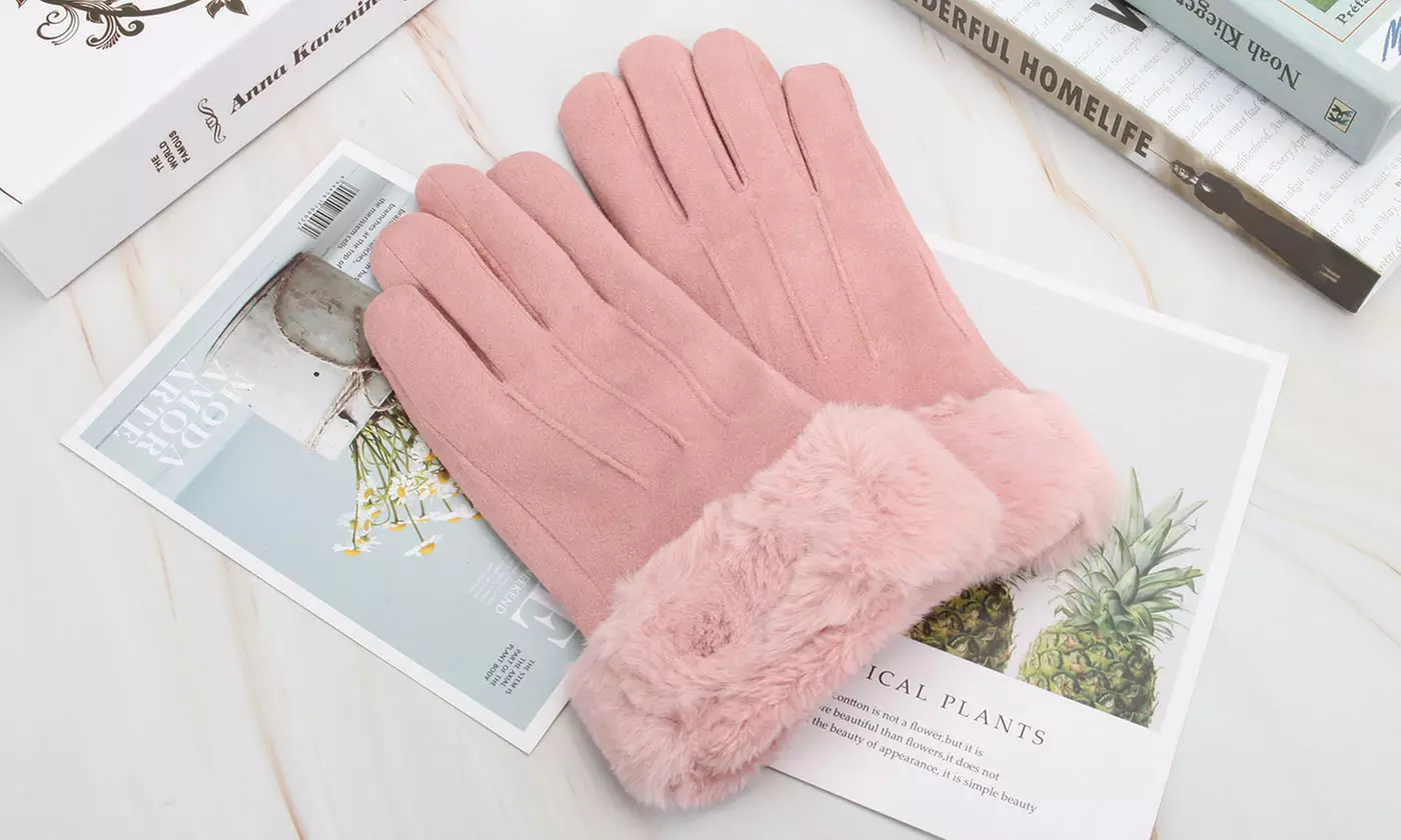 Women Winter Gloves Soft Suede Like Warm Plush Lined Touchscreen Gloves