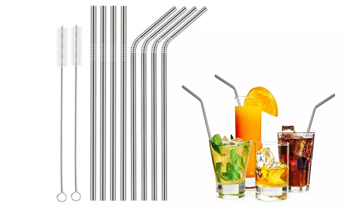 Stainless Steel Drinking Straw Reusable Straws Cleaner Brush Kit - Primary Image