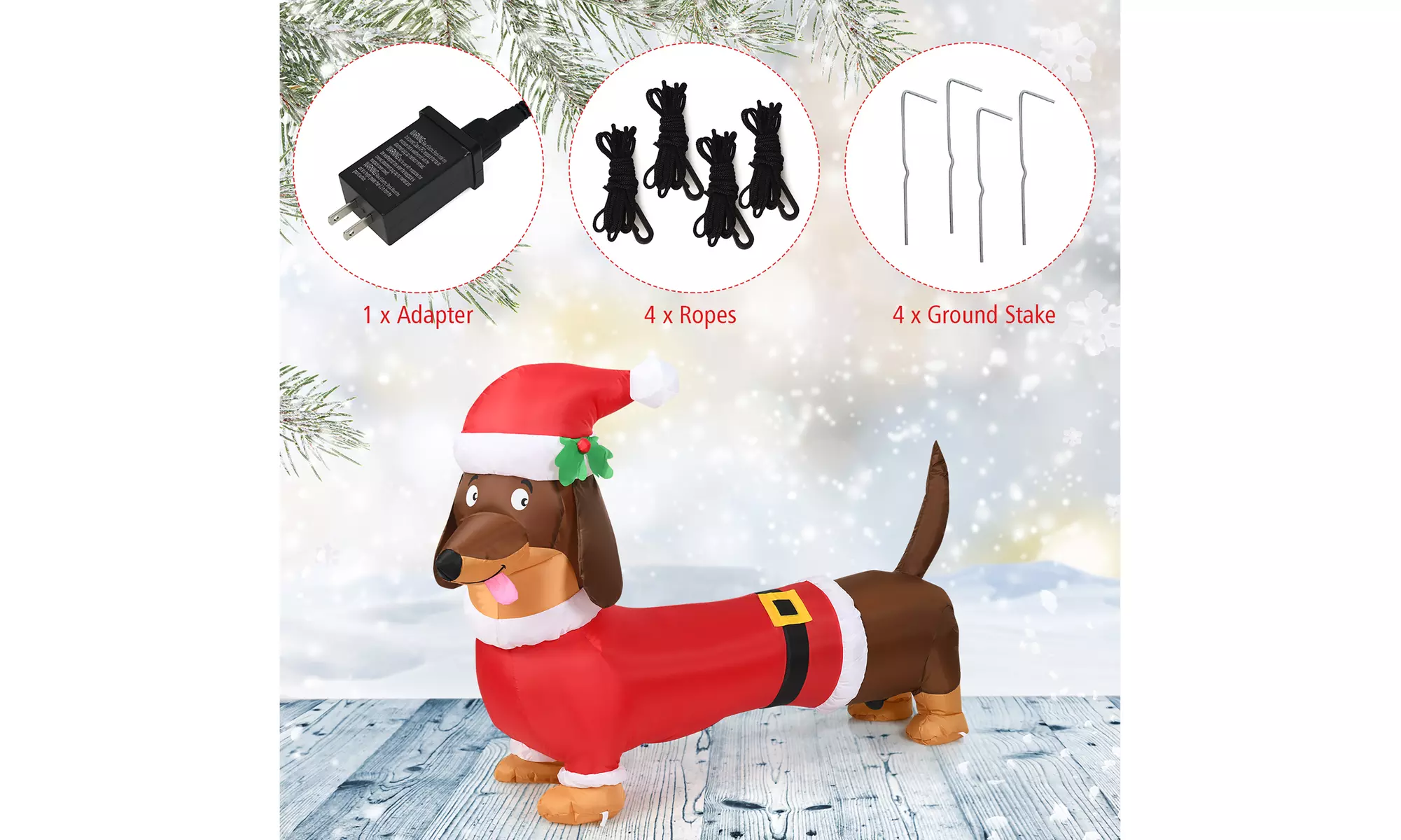 Costway 5 FT Inflatable Christmas Dog w/ LED Lights Blow Up