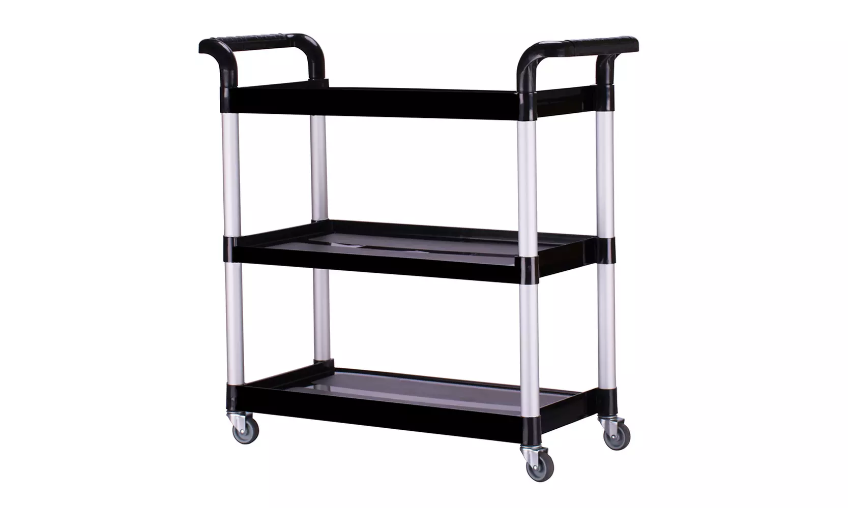 330 lbs/390 lbs Heavy Duty 3-Shelf Rolling Service Push Cart for Restaurant - Primary Image