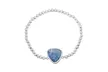 Sterling Silver CZ Crushed Triangle Beaded Stretch Bracelet - Second Medium