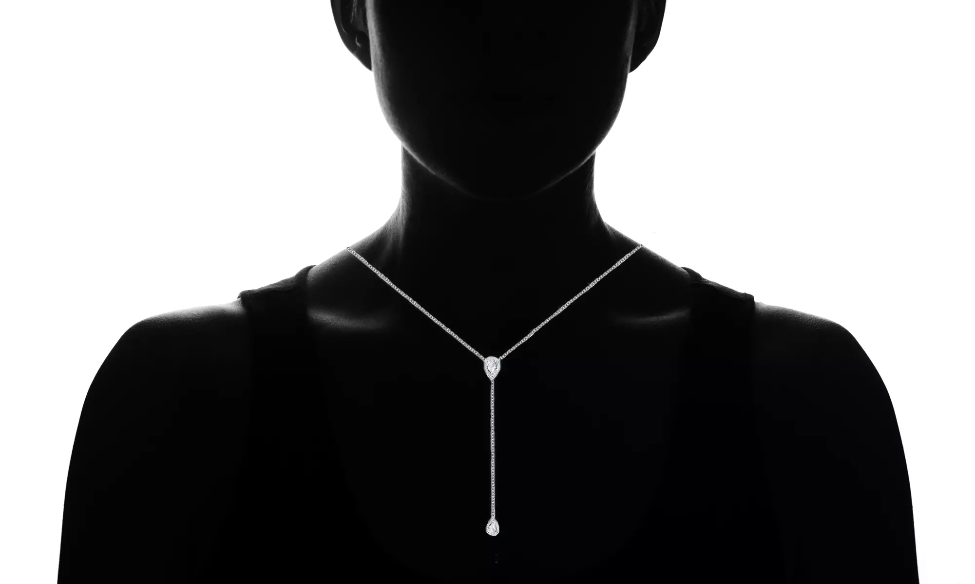 Pear Cut Lariat Crystal Necklace Made With Crystals From Swarovski - Second Medium