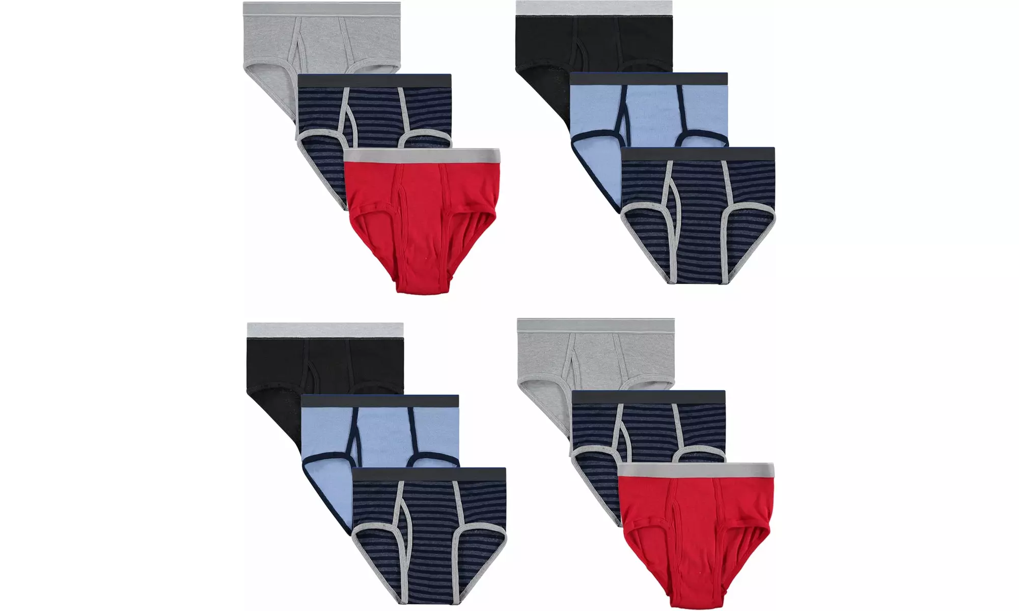 BILLIONHATS 12 Pack Boys Cotton Underwear Boxer Briefs, Bulk Kids Boxer Briefs