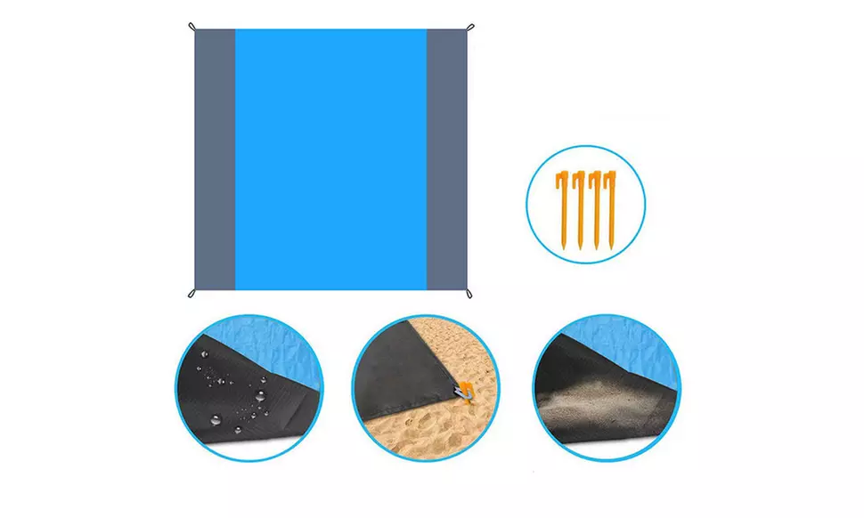 Extra Large Sandproof Beach Mat Blanket for Picnic Camping Hiking 83"x78" 