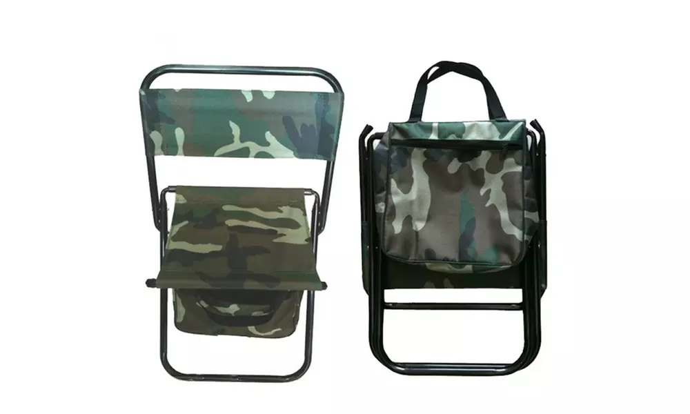 Camo Folding Camping Chair With Storage Pocket - Second Medium