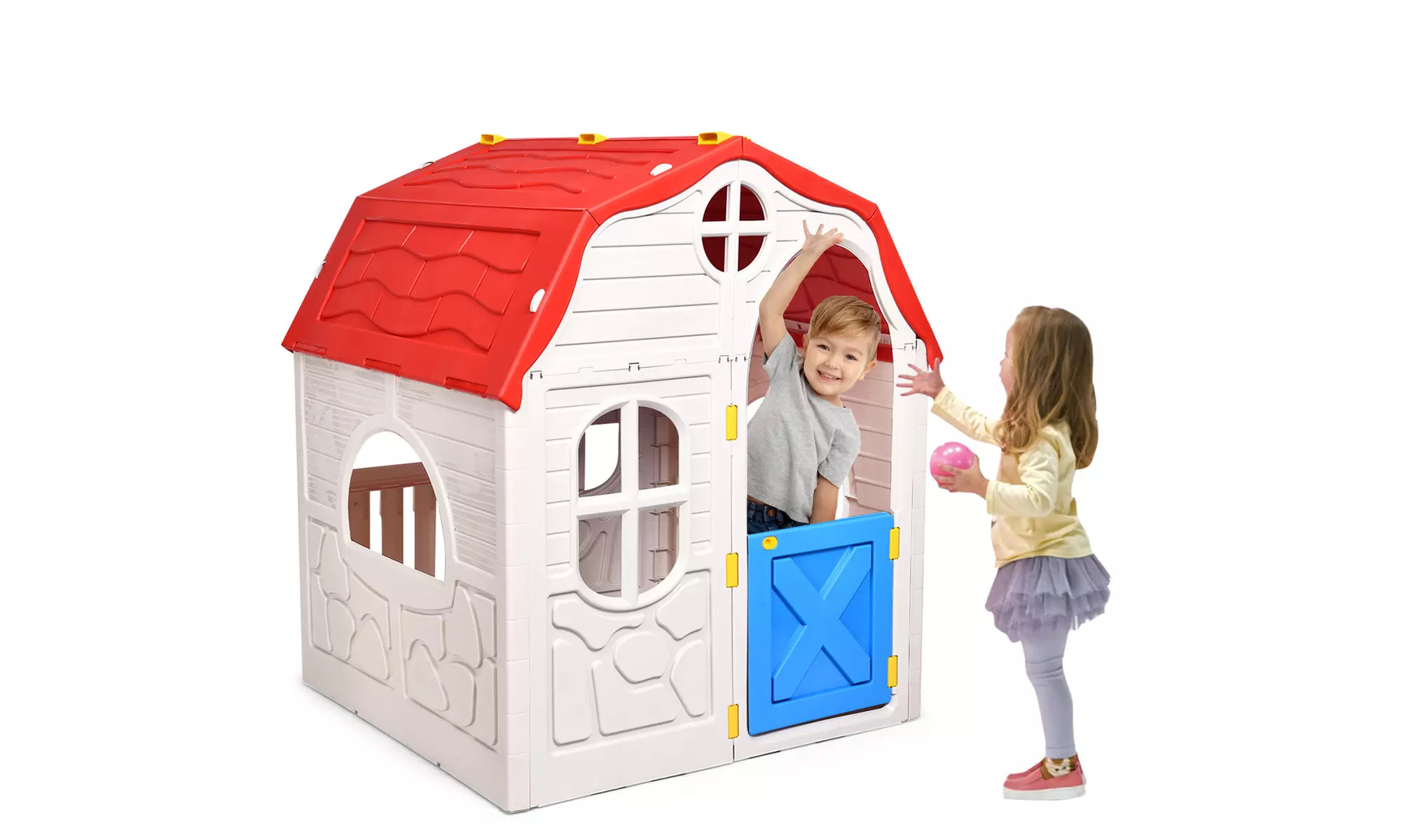 Costway Kids Cottage Playhouse Foldable Play House Indoor Outdoor Toy Portable - Primary Image