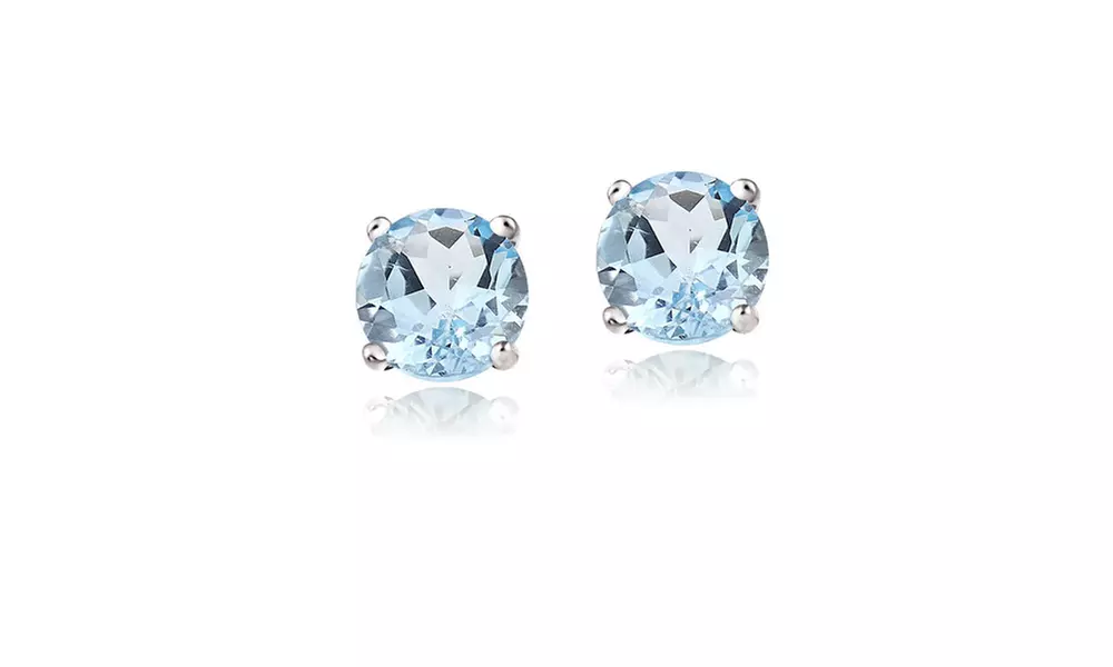 Sterling Silver 2ct Blue Topaz 6mm Stud Earrings