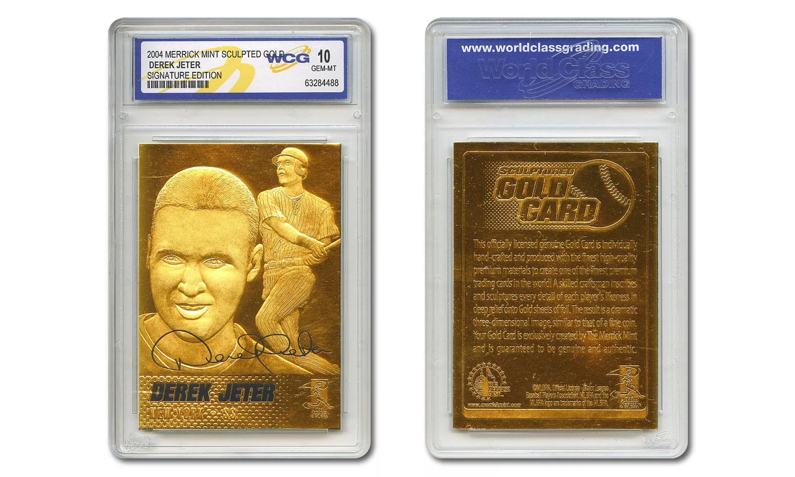 DEREK JETER Yankees Gold SIGNATURE 23K GOLD Sculptured Card 