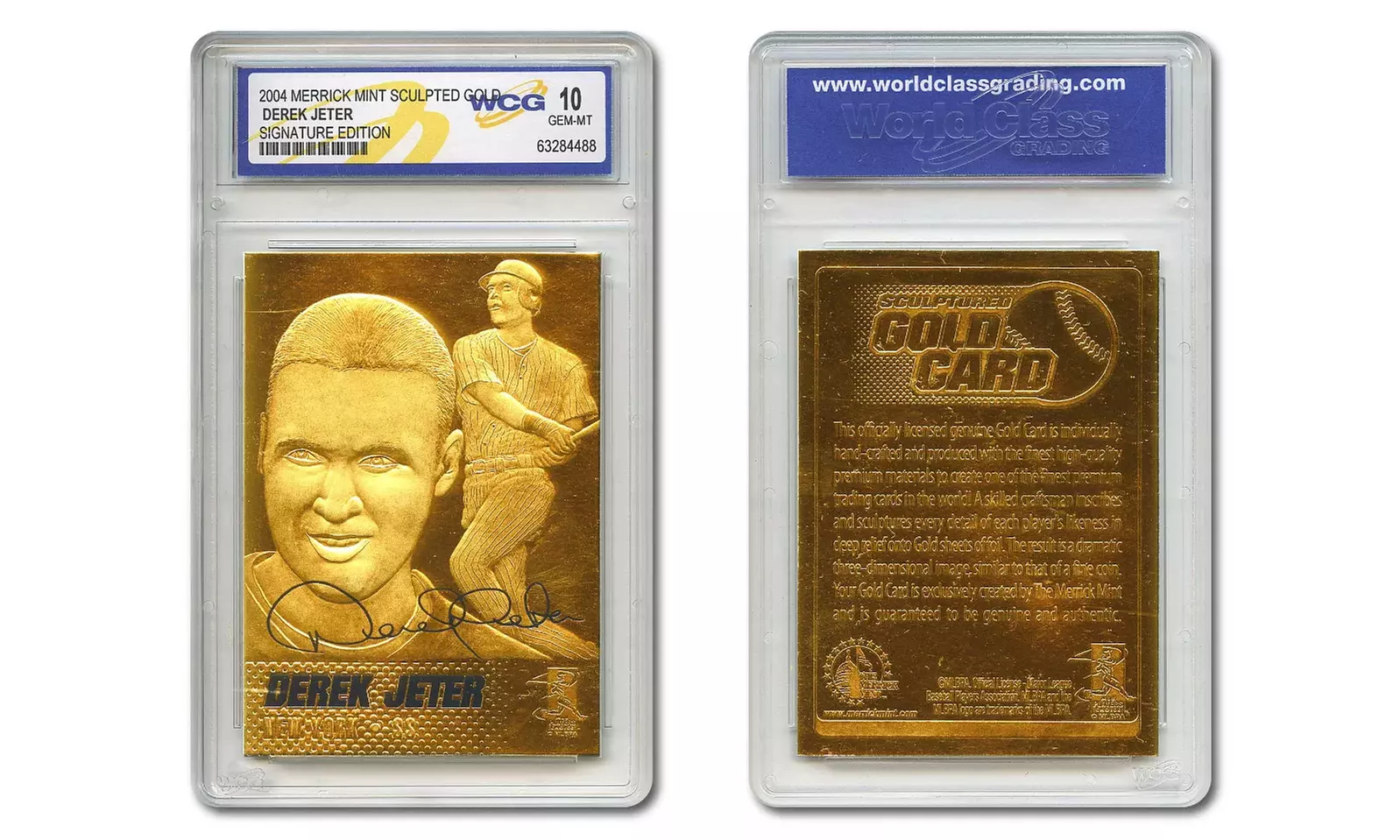 DEREK JETER Yankees Gold SIGNATURE 23K GOLD Sculptured Card  - Primary Image