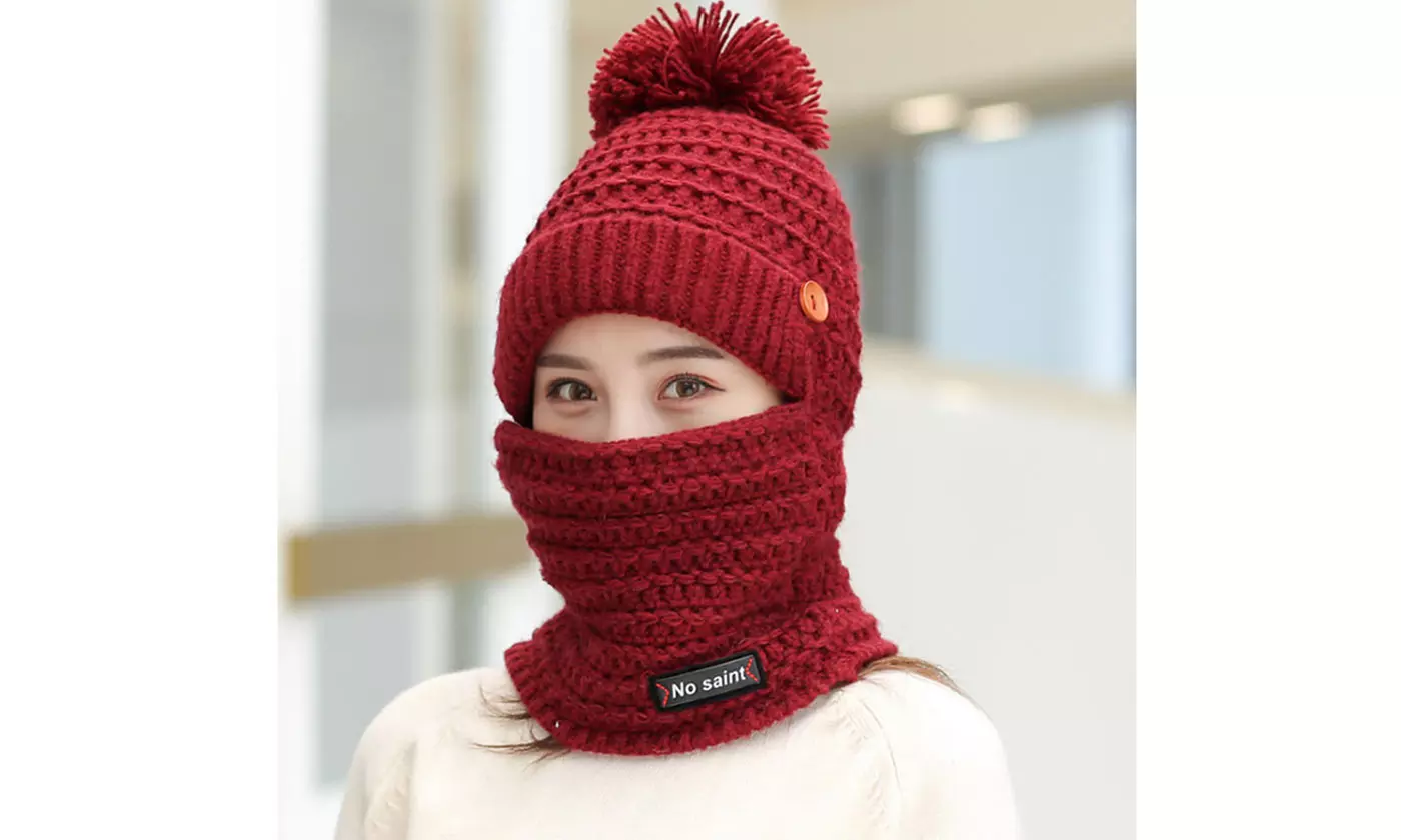 Womens Winter Hat Warm Thick Cap Scarf Knit Ski Beanies