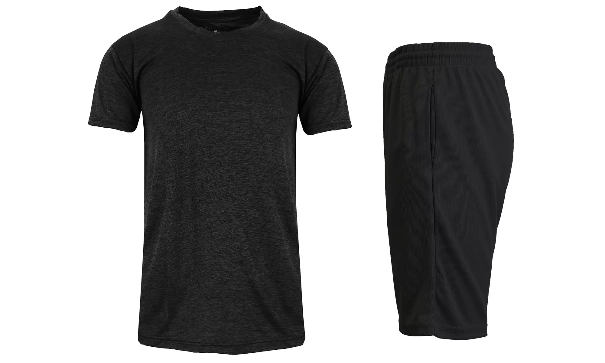 Men's Moisture Wicking Short Sleeve Tee & Mesh Shorts 2-Piece Top & Bottom Set