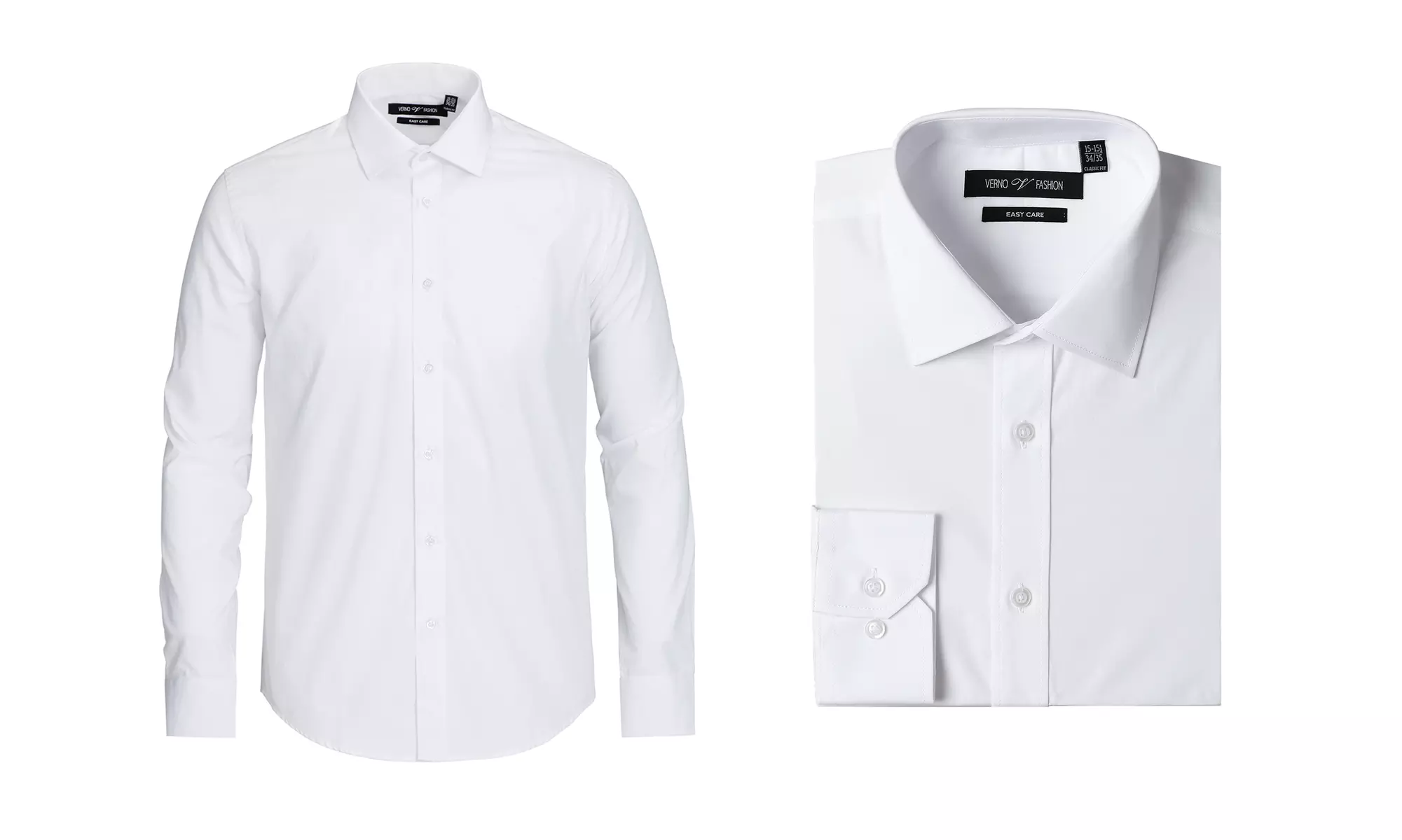 Verno Men's Classic Fit Easy Care Wrinkle-Free Dress Shirts, 100% Cotton - Second Medium