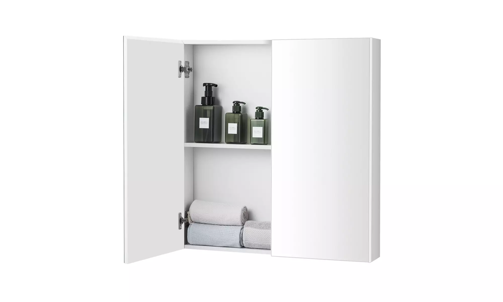 Bathroom Cabinet Medicine Cabinet Wall Mount Double Door with Shelf and Mirror - Second Medium