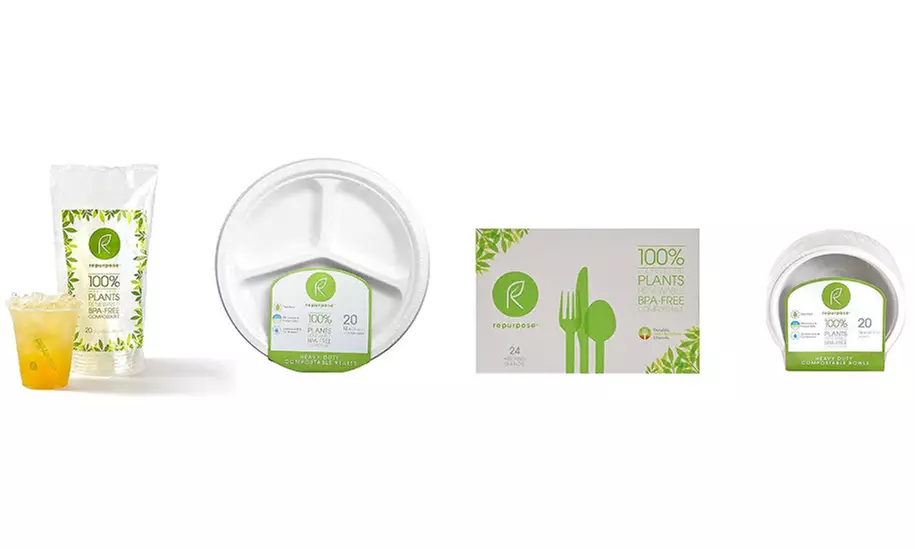 Repurpose 100% Compostable Plant Based Bowls Plates Utensils Cold Cups - Primary Image